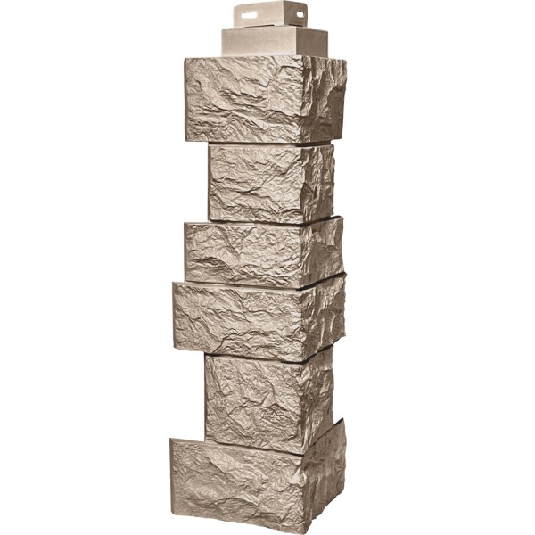 Цокольный сайдинг FineBer – Серия “Дикий камень”, Угол наружный, Песочный...  купить в Отрадном