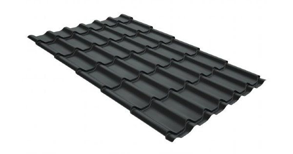 Металлочерепица классик GL 0,5 GreenCoat Pural Matt RR 23 темно-серый (RAL 7024 мокрый асфальт) купить в Отрадном