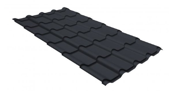 Металлочерепица камея GL 0,5 GreenCoat Pural RR 23 темно-серый (RAL 7024 мокрый асфальт) купить в Отрадном