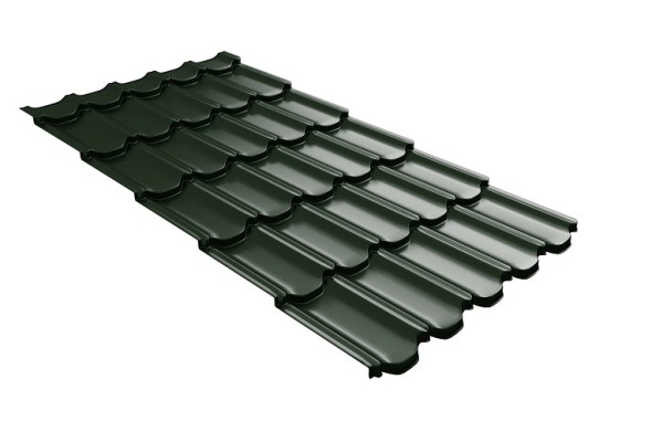 Металлочерепица квинта плюс с 3D резом 0,5 GreenСoat Pural Matt RR 11 темно-зеленый (RAL 6020 хромовая зелень) купить в Отрадном