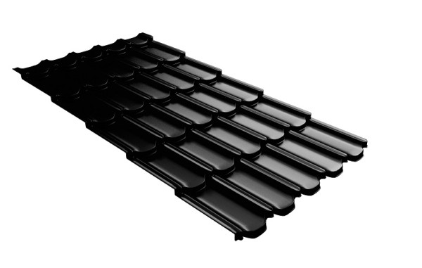 Металлочерепица квинта плюс с 3D резом 0,5 GreenСoat Pural Matt RR 33 черный (RAL 9005 черный) купить в Отрадном