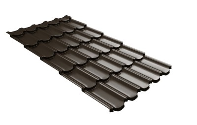 Металлочерепица квинта плюс с 3D резом 0,5 GreenСoat Pural RR 32 темно-коричневый (RAL 8019 серо-коричневый)