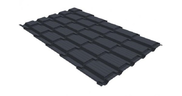 Металлочерепица GL квадро профи 0,5 GreenCoat Pural RR 23 темно-серый (RAL 7024) мокрый асфальт купить в Отрадном