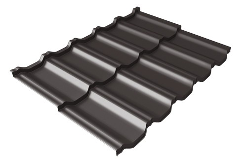 Металлочерепица модульная Квинта Uno Grand Line c 3D резом 0,5 GreenСoat Pural Matt RR 32 темно-коричневый (RAL 8019 серо-коричневый) купить в Отрадном