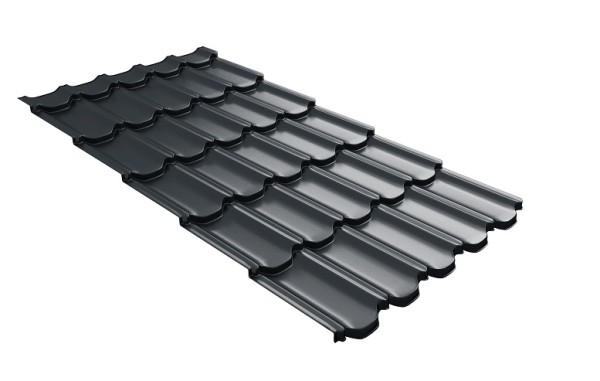 Металлочерепица квинта плюс с 3D резом 0,5 Satin RAL 7016 антрацитово-серый купить в Отрадном