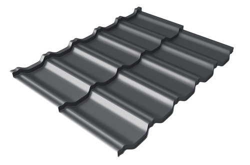 Металлочерепица модульная Квинта Uno Grand Line c 3D резом 0,45 Drap RAL 7024 мокрый асфальт купить в Отрадном