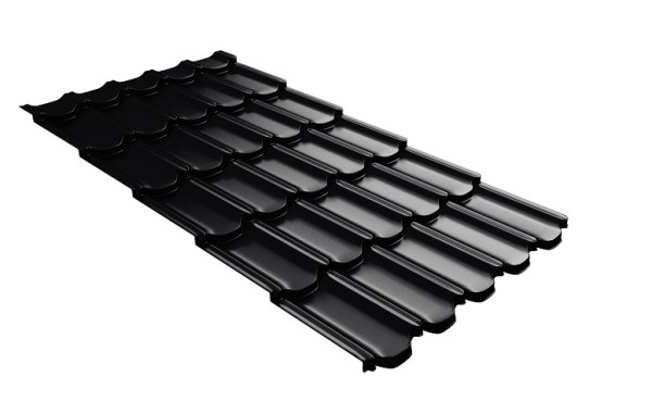 Металлочерепица квинта плюс с 3D резом 0,5 Satin RAL 9005 черный купить в Отрадном